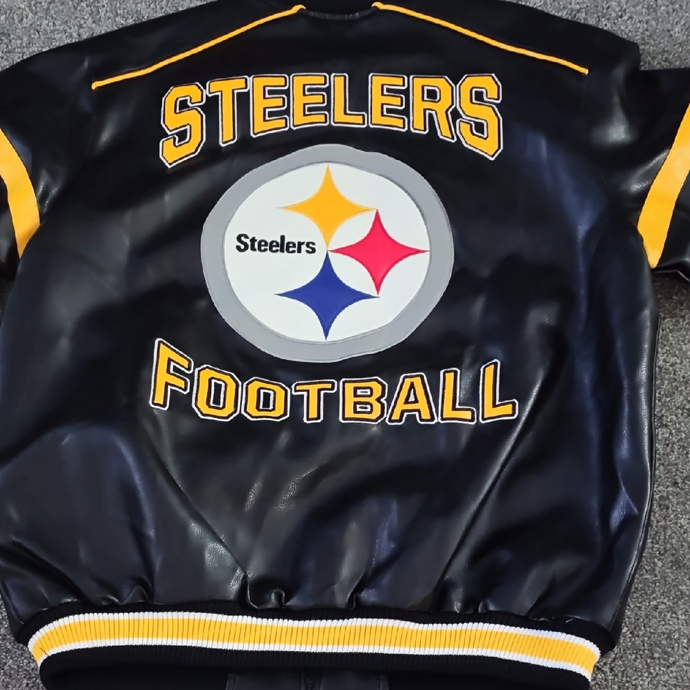 NFL Pittsburgh Steelers Black Jacket with Gold Lining - Picture 3 of 5